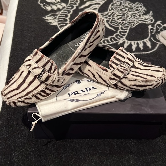 Prada driving loafers , size 39, St.Tigre , Bianca/nero - Picture 3 of 5